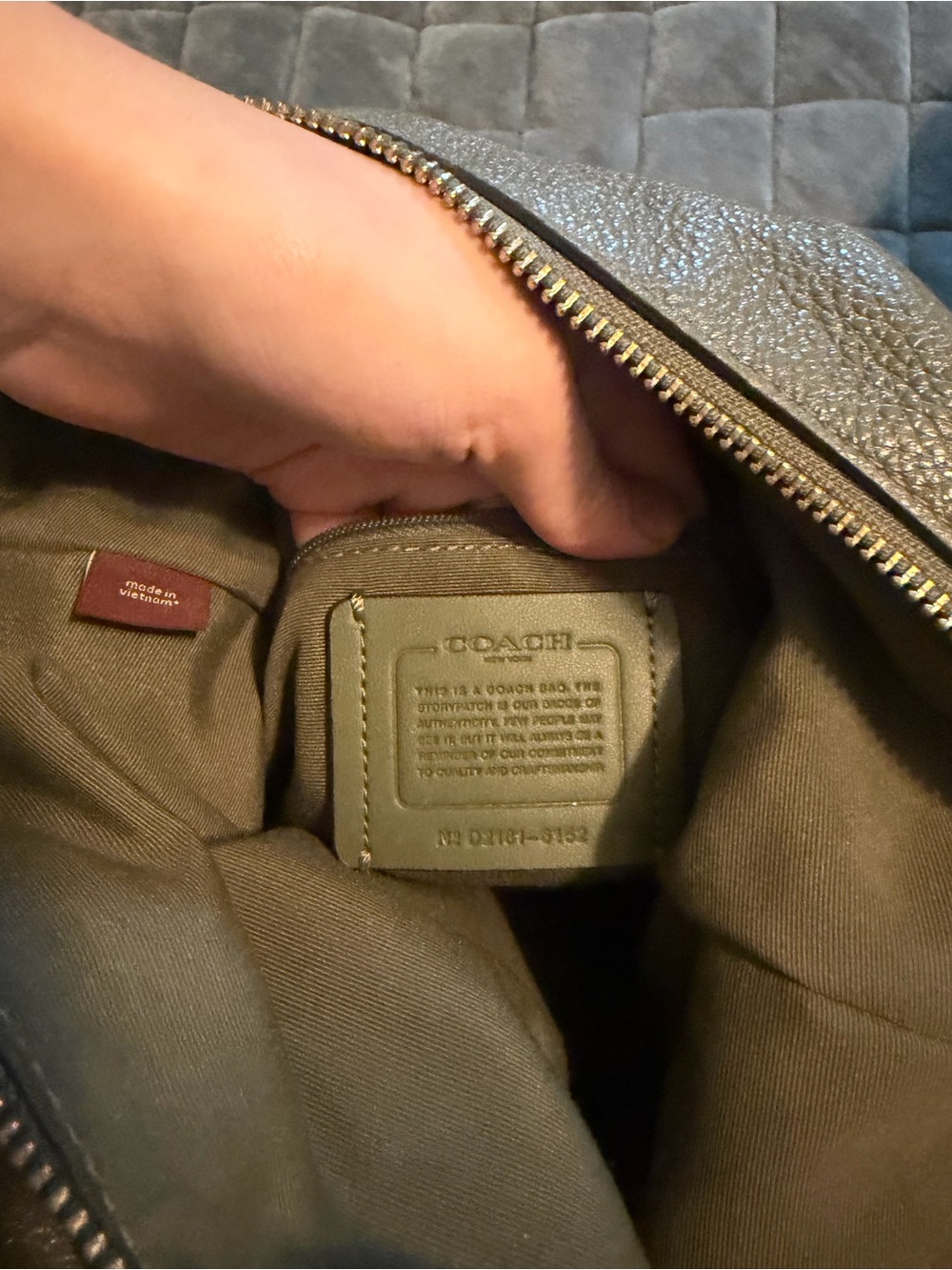 COACH Olive Green Leather Shoulder Hobo - Picture 7 of 7